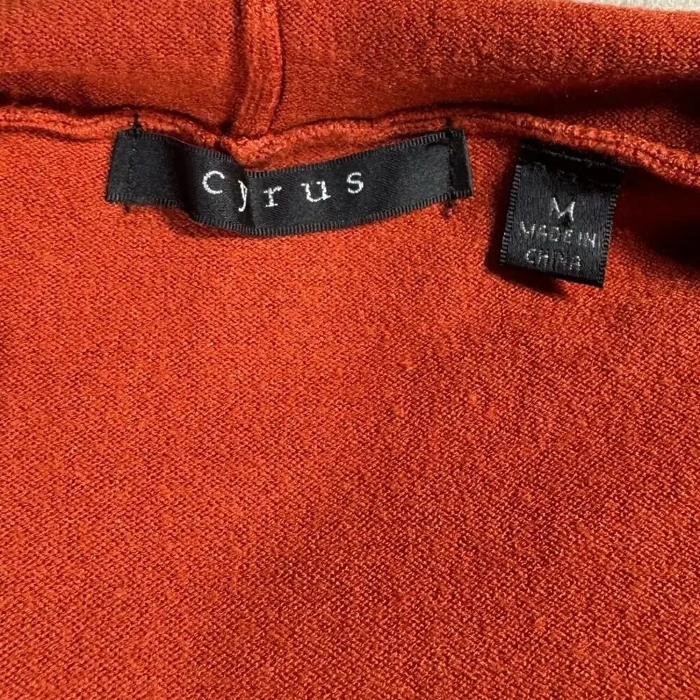 Cyrus Womens M Open Front Hooded Cardigan Cozy Casual Spooky Season Orange Knit